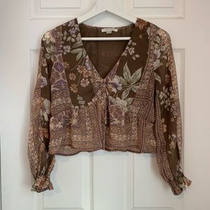 Brown floral AE crop top